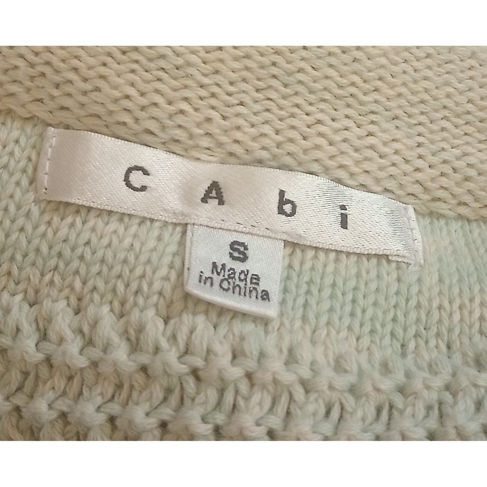 Cabi 203 Seafoam Green Cotton Knit Cardigan Sweater 3/4 Sleeve Small - Picture 4 of 6